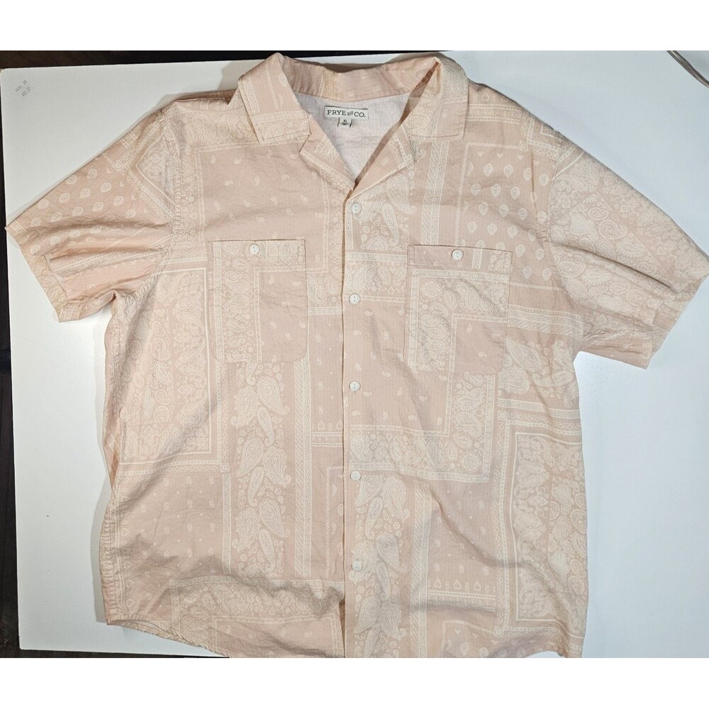 Frye And Co. Shirt Mens XL Multi Paisley 100% Cotton Short Sleeve Button Down
